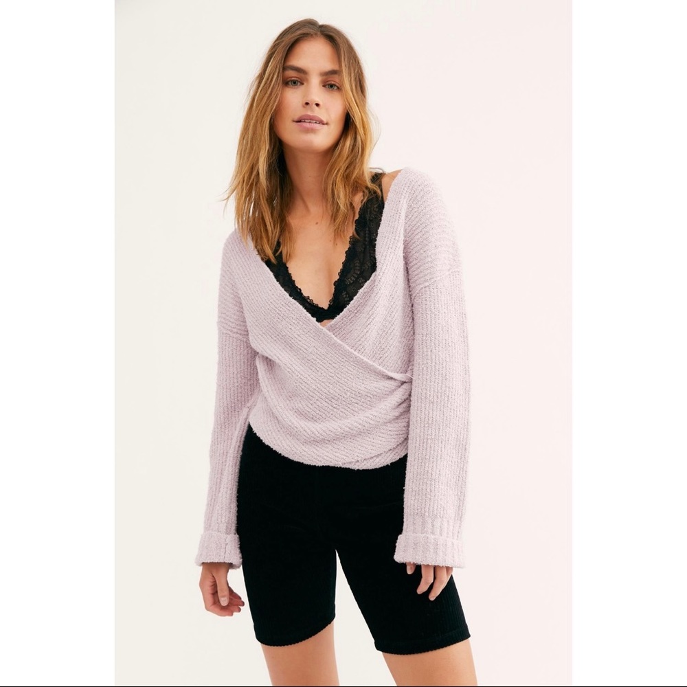 Free People Lilac Sensual Wrap Sweater